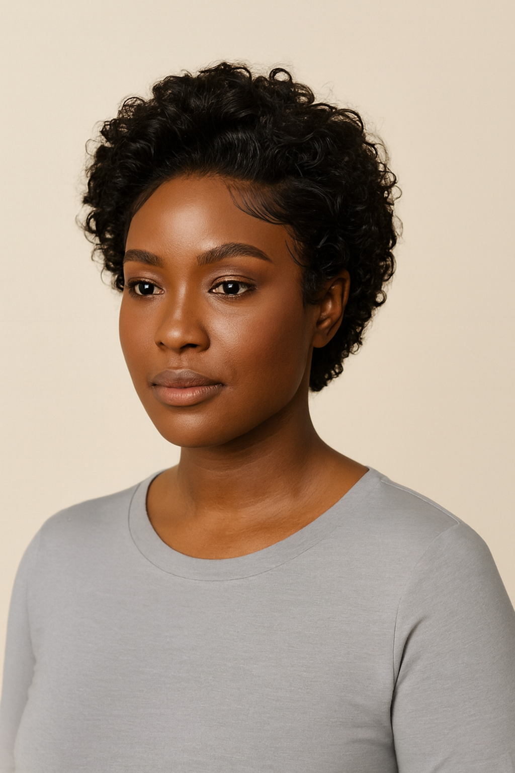 Kinky Curly Pixie Cut Wig, Short Human Hair Glueless Wig for Women, Natural Black