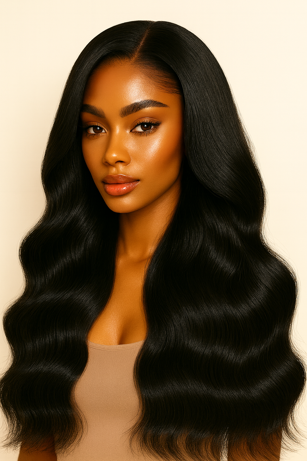 Body Wave Human Hair Wig, Long V-Part No-Leave-Out