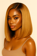 Honey Blonde Bob Wig, Glueless Human Hair HD Lace Front