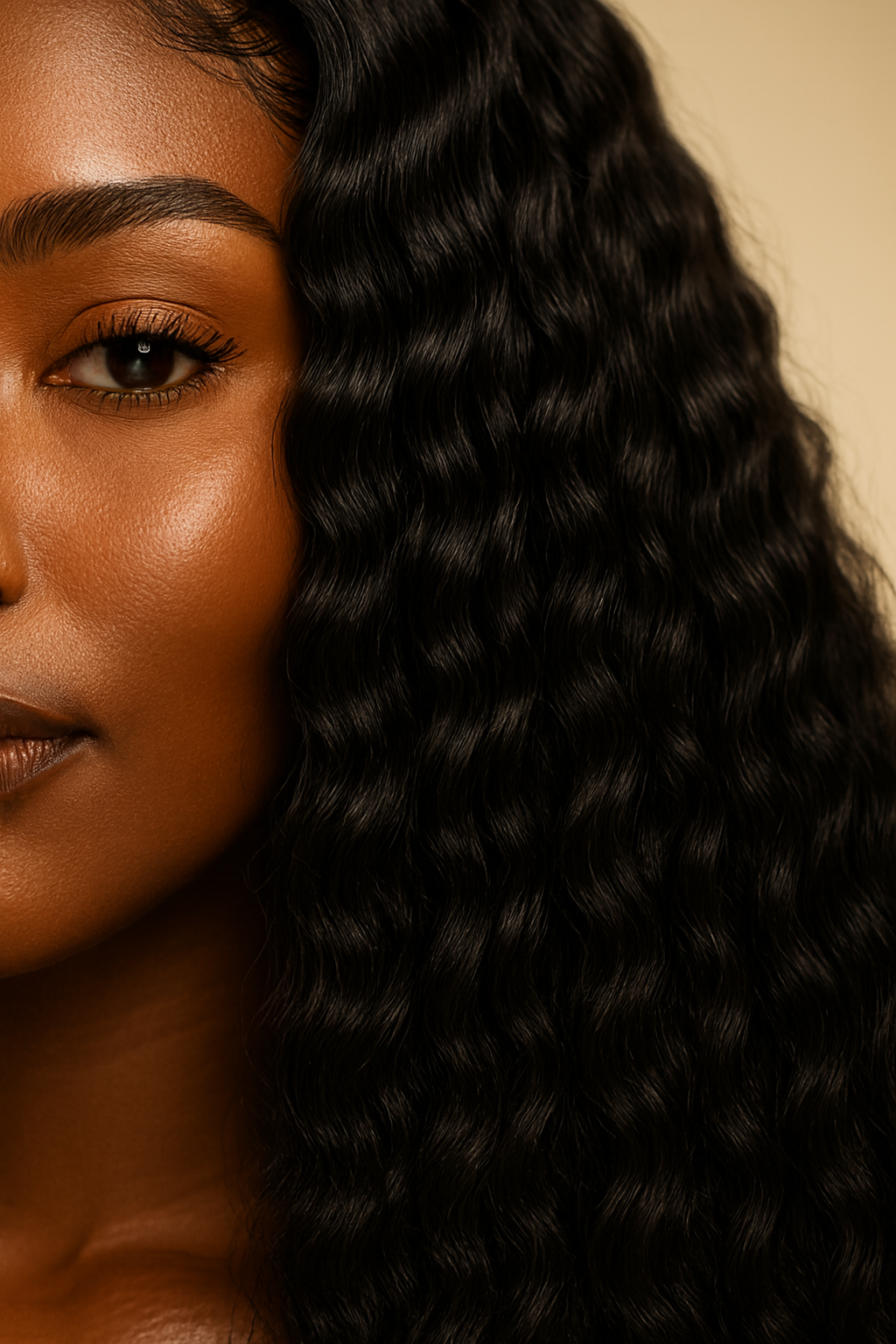 Deep Wave Human Hair Wig, Long Glueless HD Lace Front