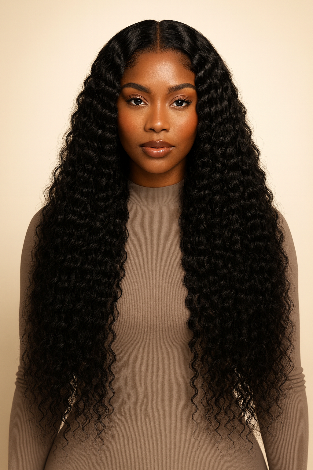 Deep Wave Human Hair Wig, Long Glueless HD Lace Front