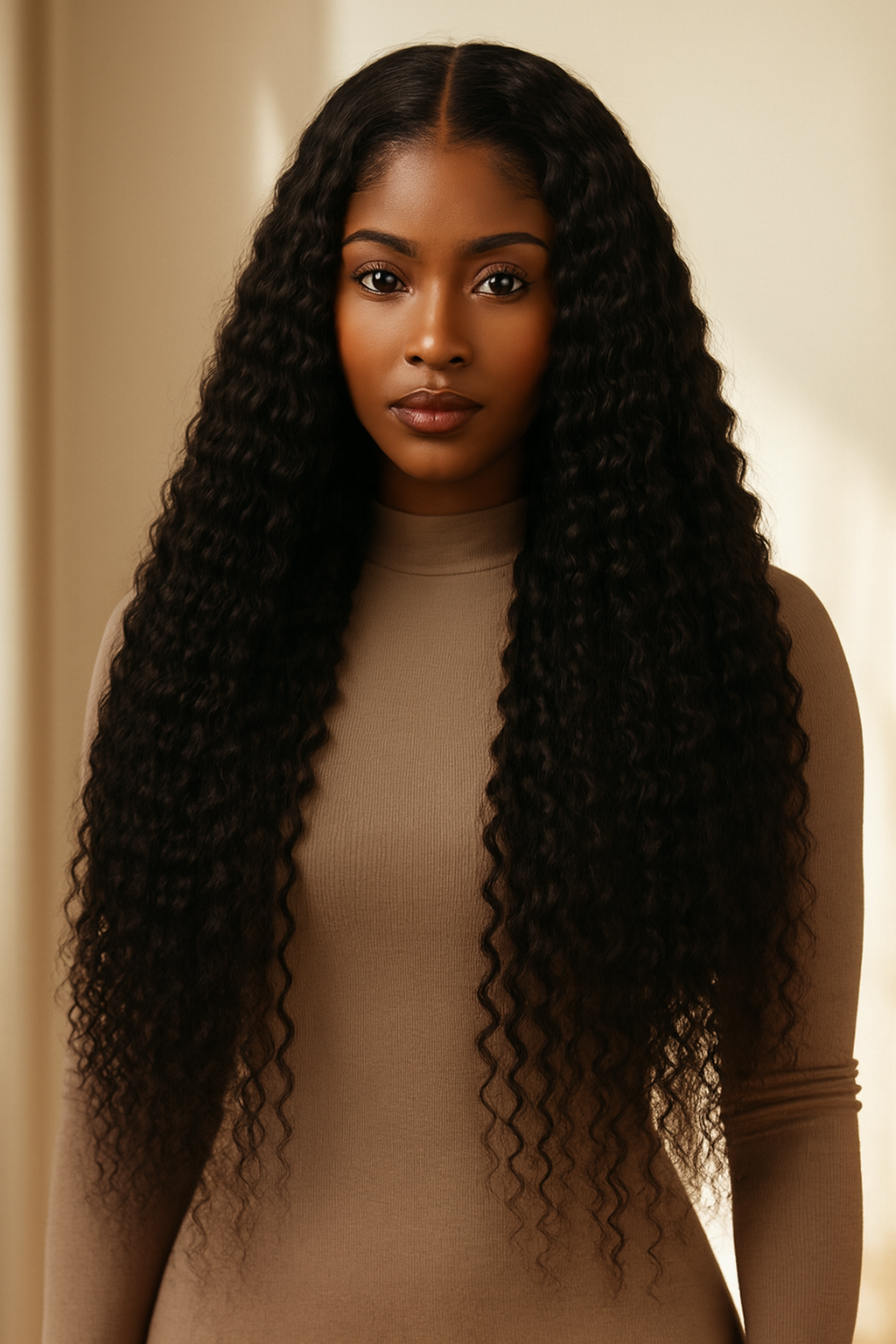 Deep Wave Human Hair Wig, Long Glueless HD Lace Front