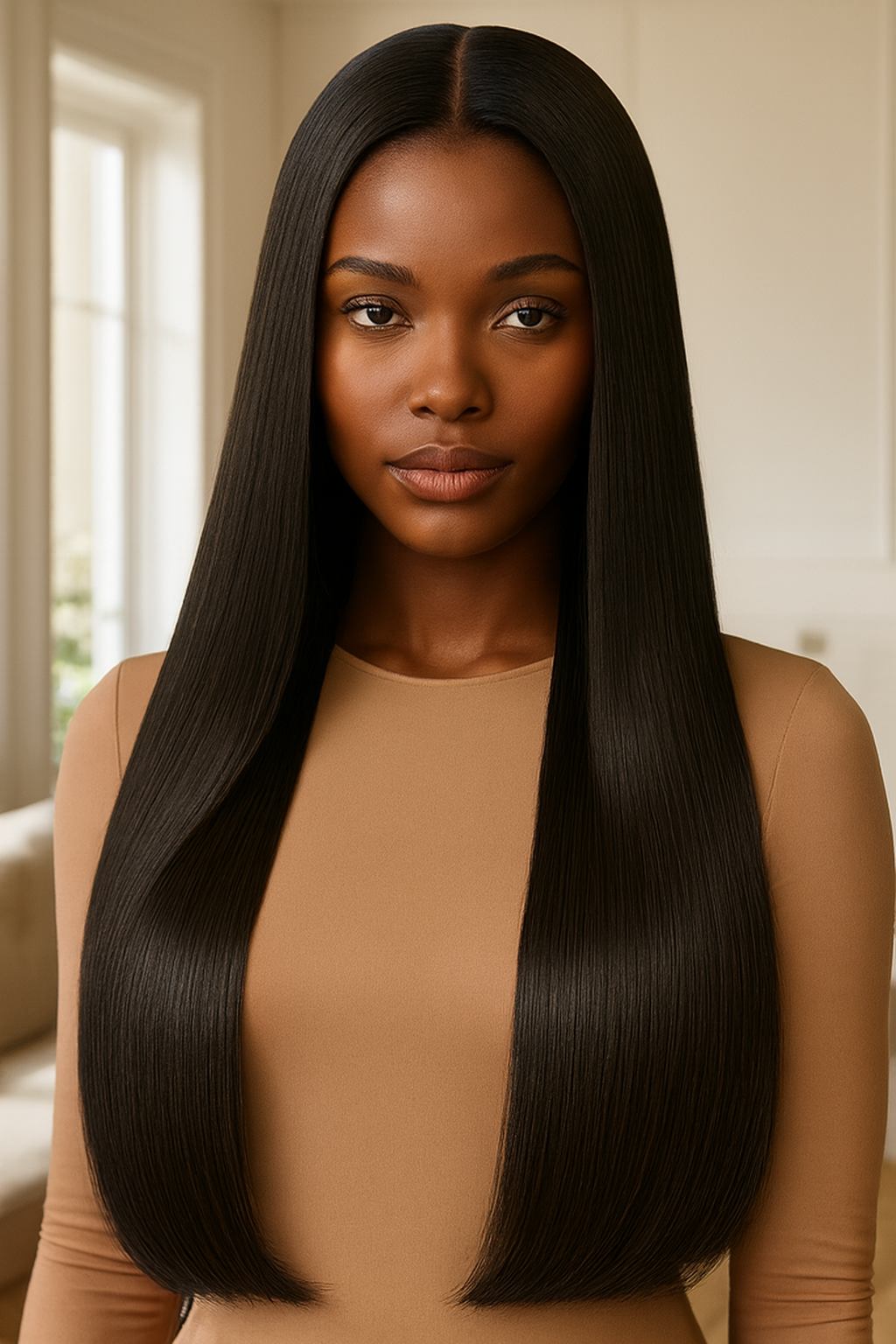 Bone Straight Human Hair Wig, Long Glueless Wear-and-Go