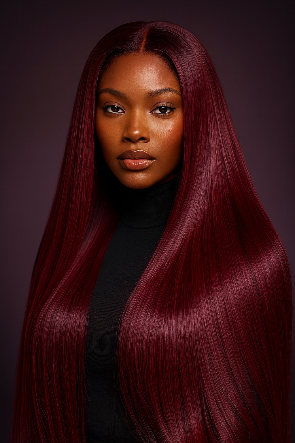 Burgundy Human Hair Wig, 99J Straight HD Lace Front