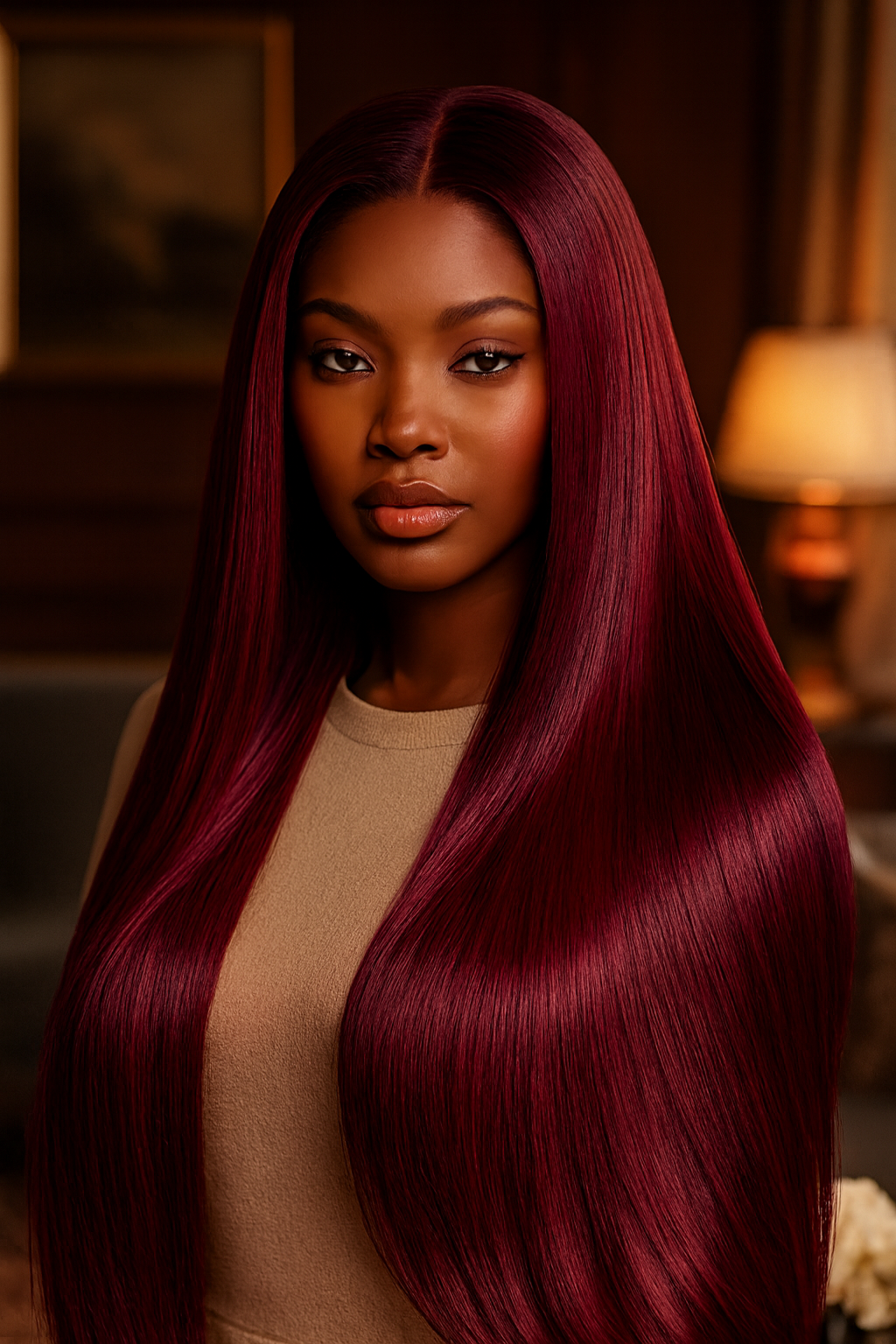 Burgundy Human Hair Wig, 99J Straight HD Lace Front
