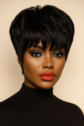 Pixie Cut Human Hair Wig, Short Layered with Bangs