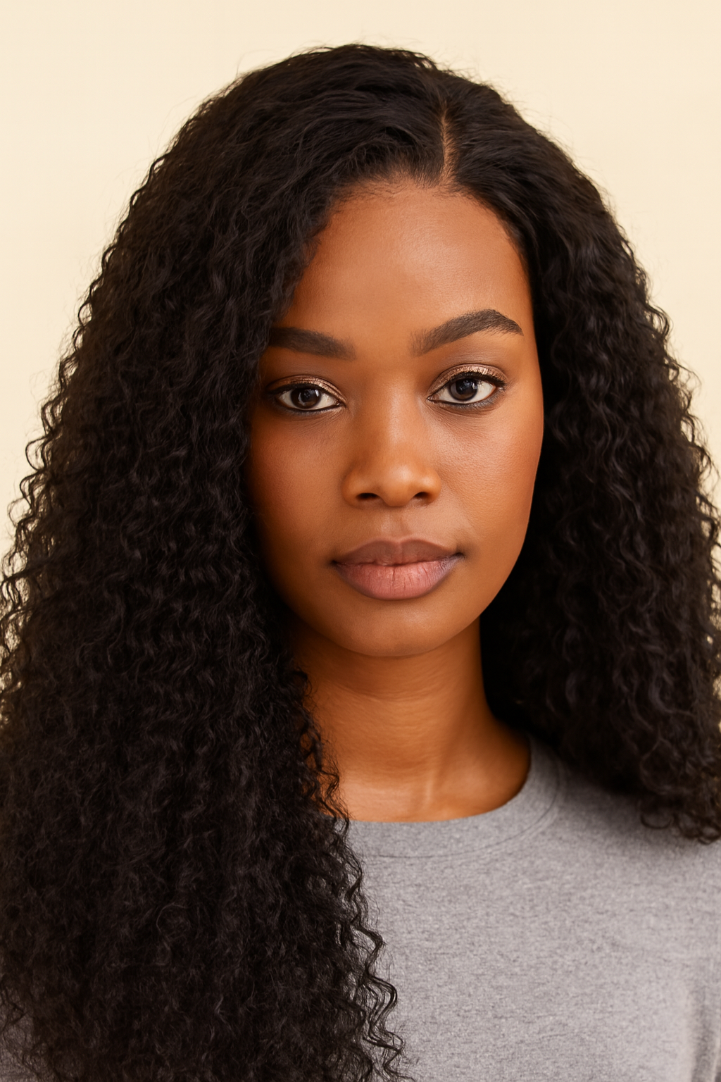 Model wearing the Curly Wig by Hair Labs