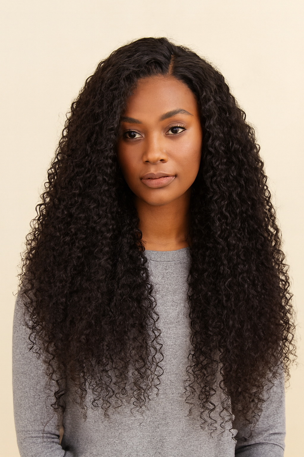 Model wearing the Curly Wig by Hair Labs