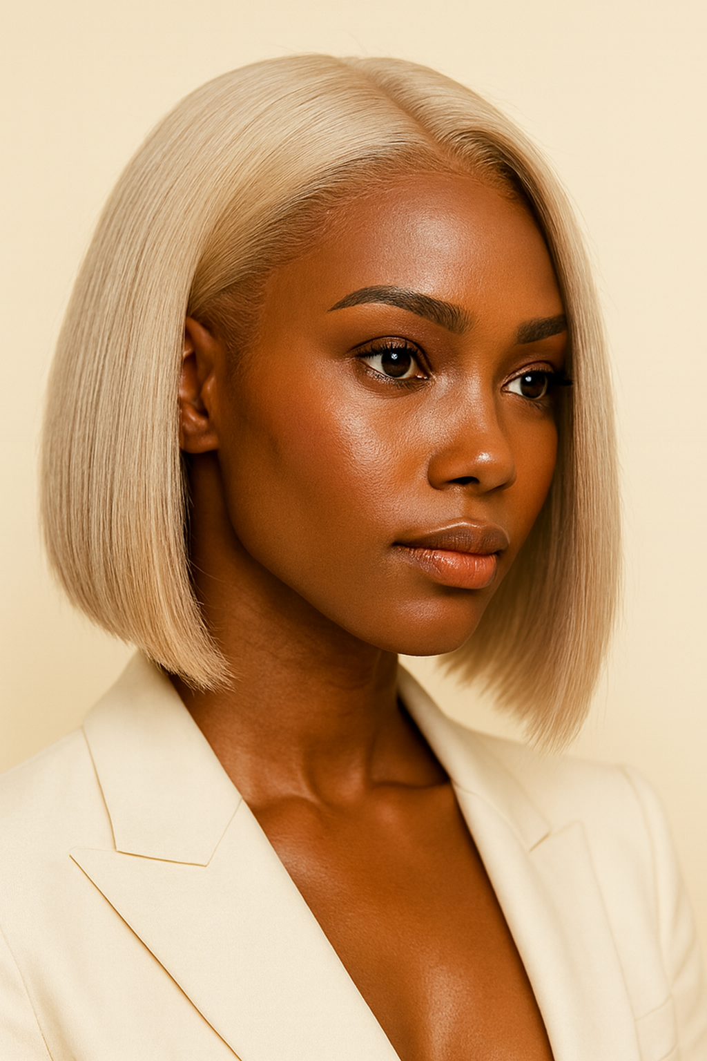 Model wearing the Straight Bob Wig by Hair Labs