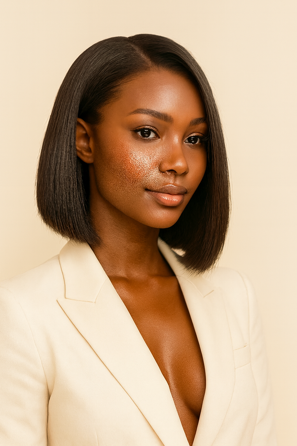 Model wearing the Straight Bob Wig by Hair Labs