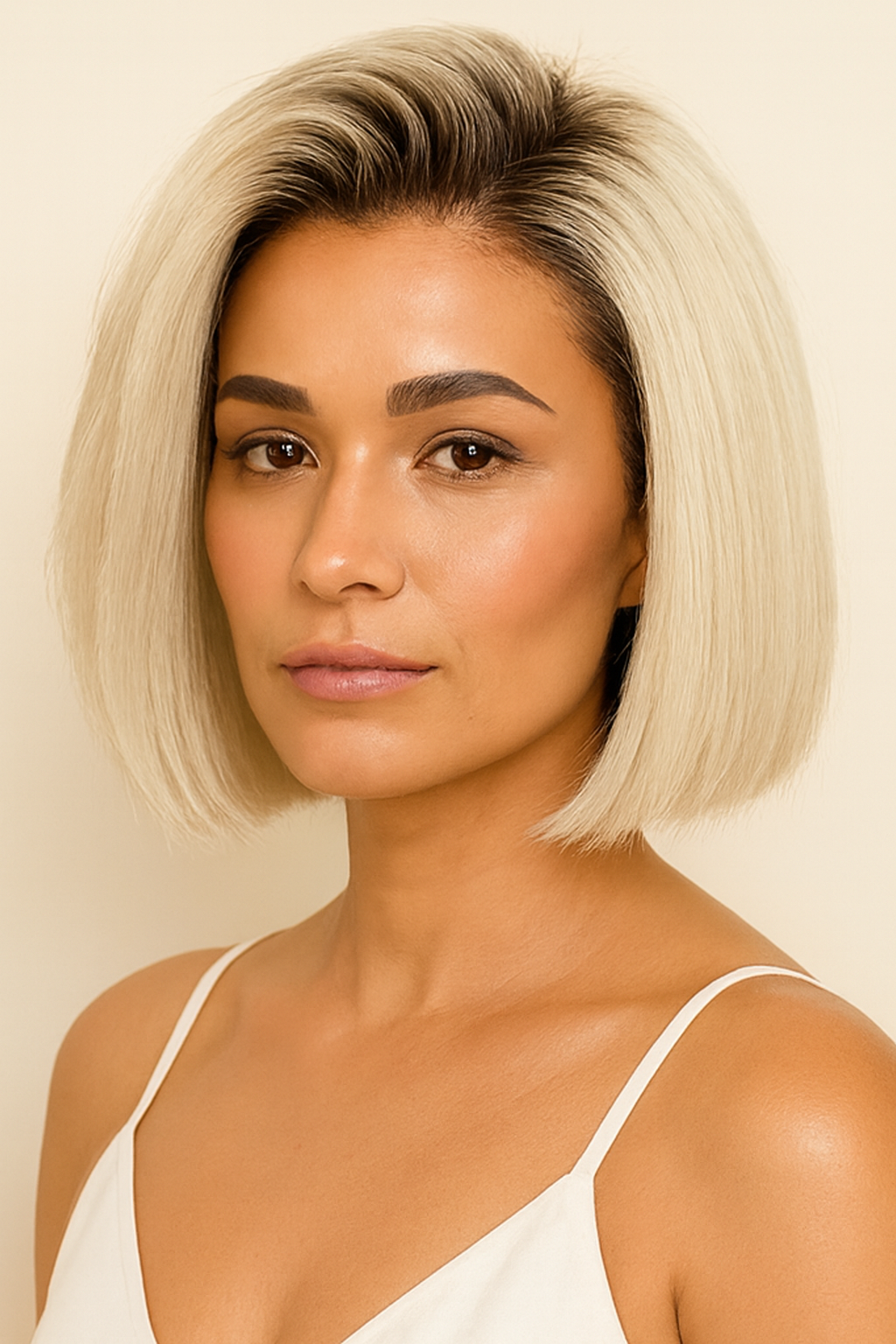 Model wearing the Ombre Blonde Straight Bob Wig by Hair Labs