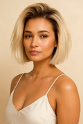 Model wearing the Ombre Blonde Straight Bob Wig by Hair Labs