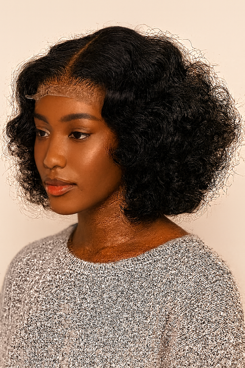 Model wearing the Body Wave Bob Wig by Hair Labs