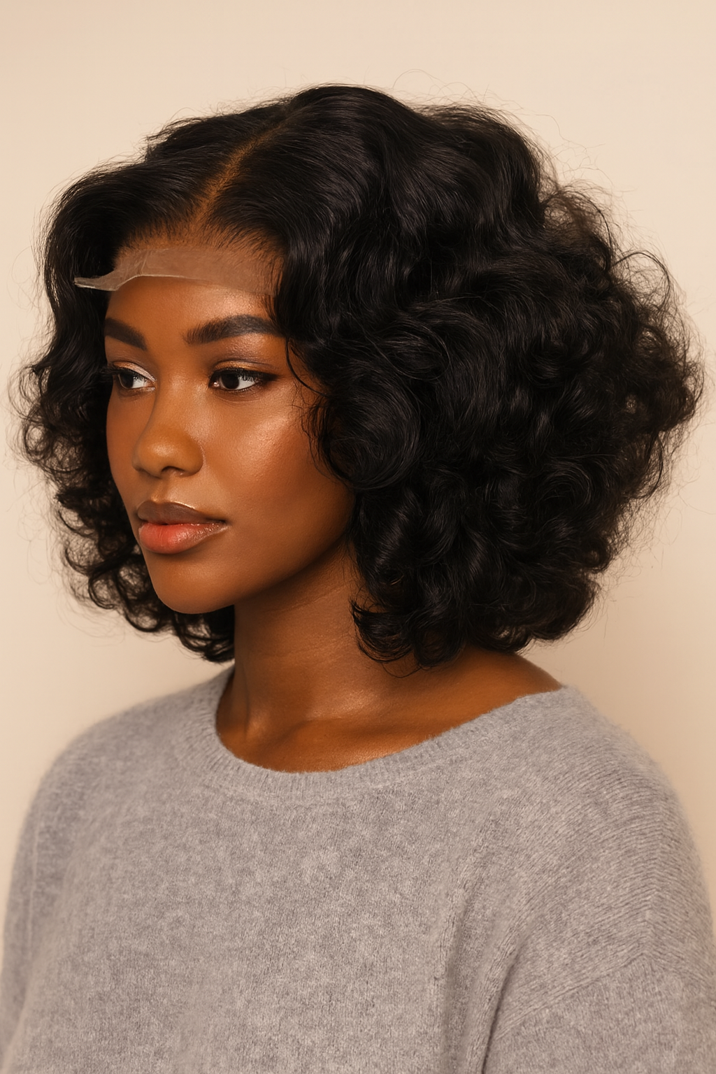 Model wearing the Body Wave Bob Wig by Hair Labs