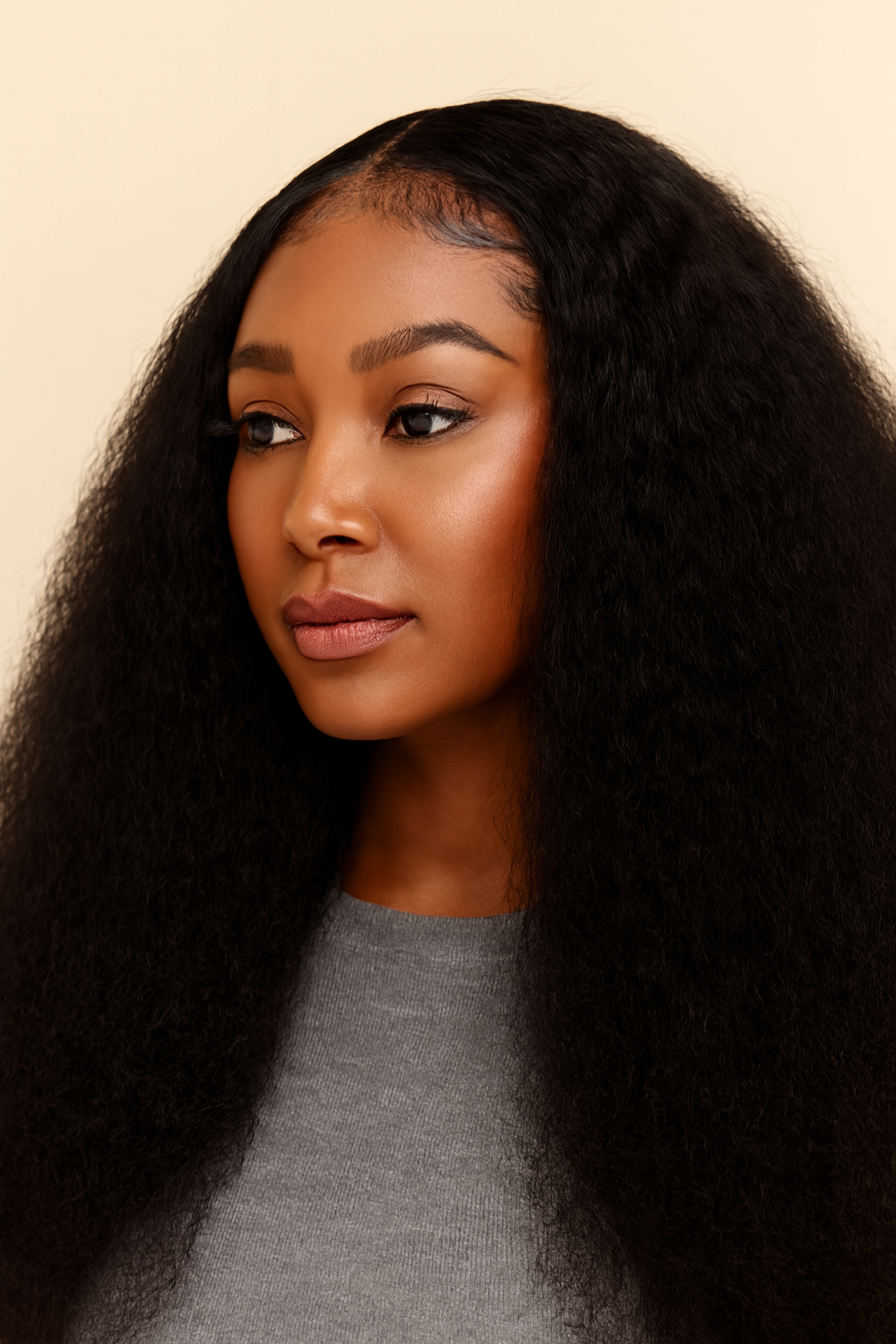 Model wearing the Deep Wave Human Hair Wig by Hair Labs