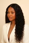 Model wearing the Water Wave Human Hair Wig by Hair Labs