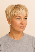 Model wearing the Honey Blonde Pixie Cut Wig by Hair Labs