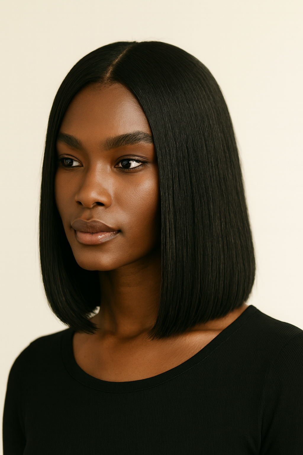 Straight Bob V-Part Wig, Human Hair