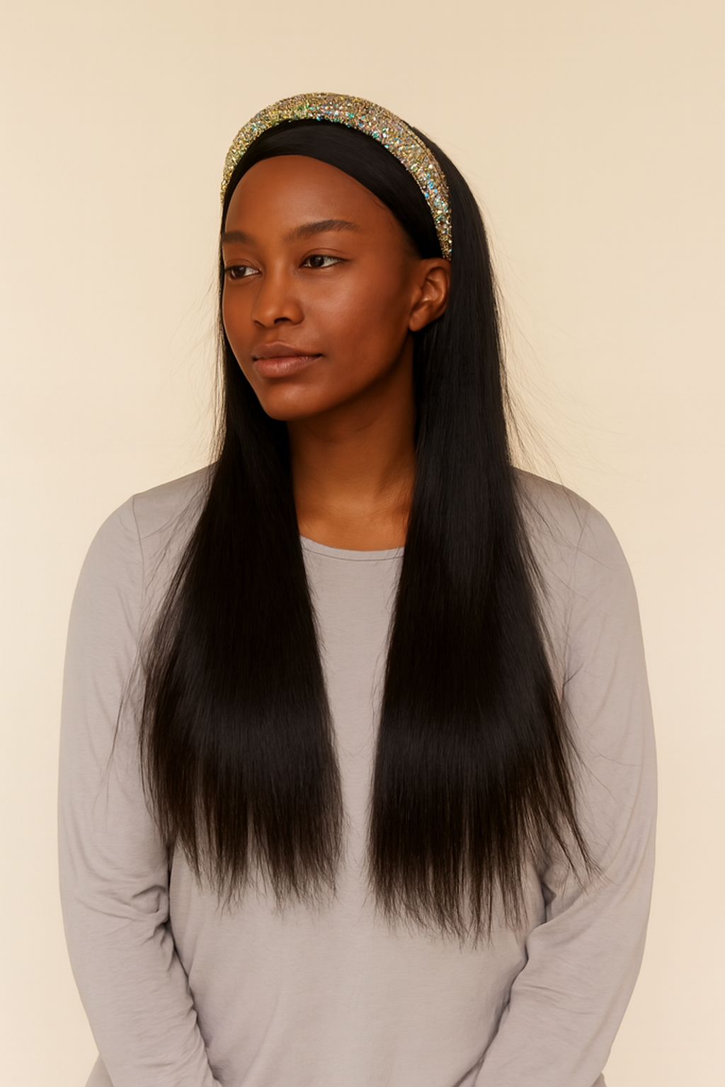 Straight Headband Wig, Human Hair