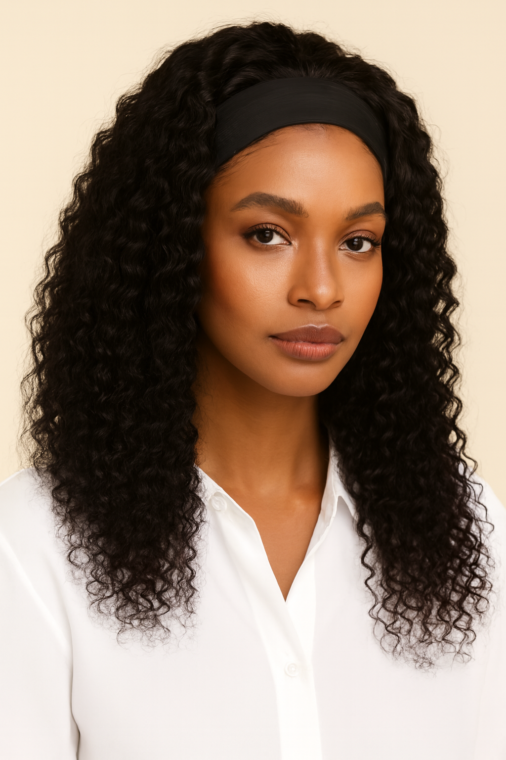 Deep Wave Headband Wig, Human Hair