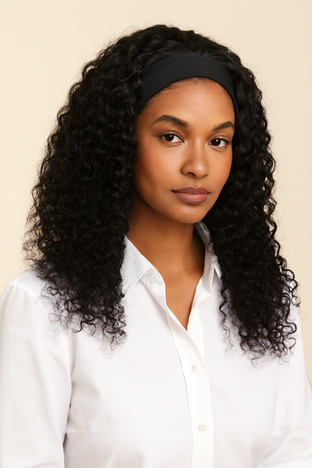 Deep Wave Headband Wig, Human Hair