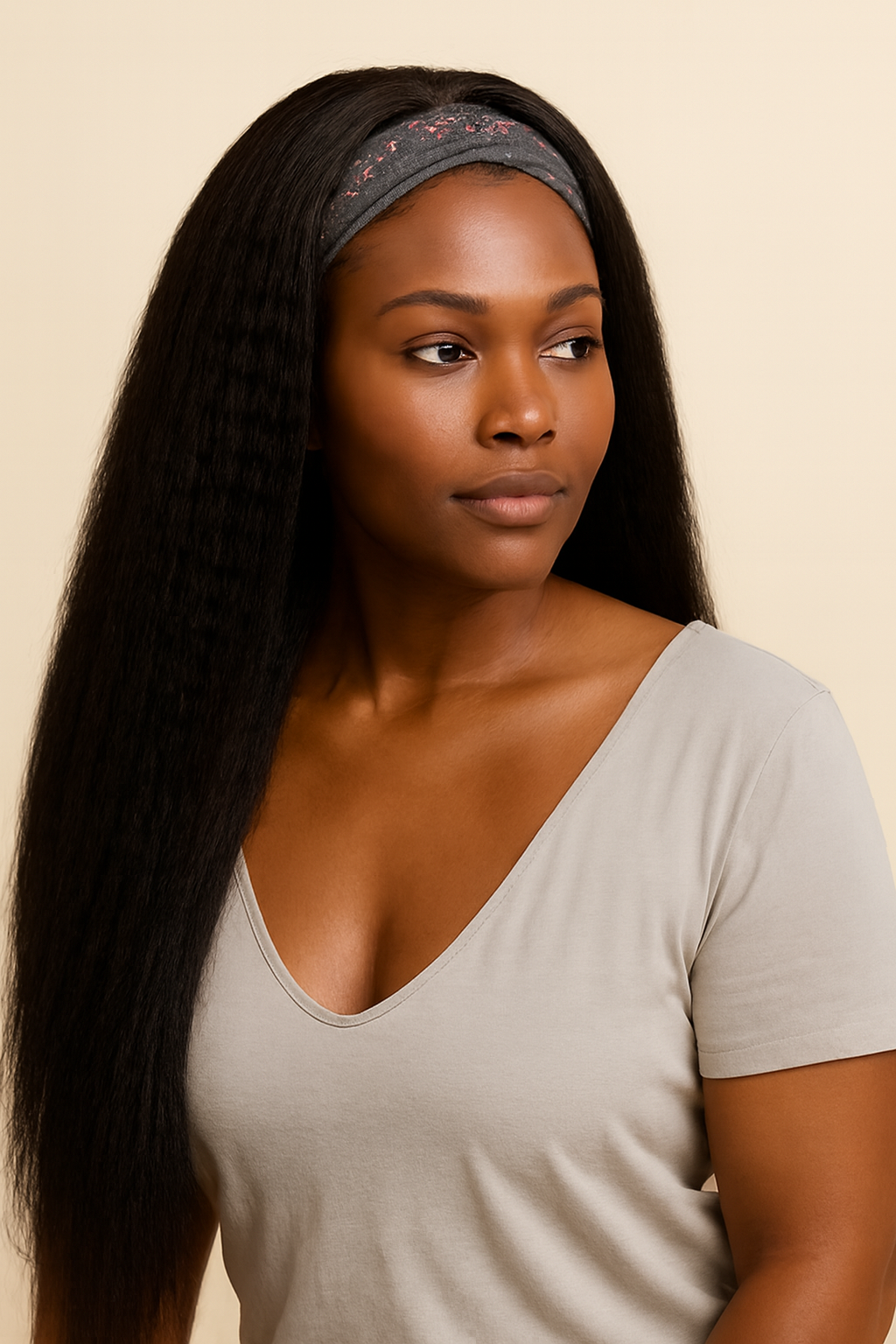 Kinky Straight Headband Wig, Human Hair