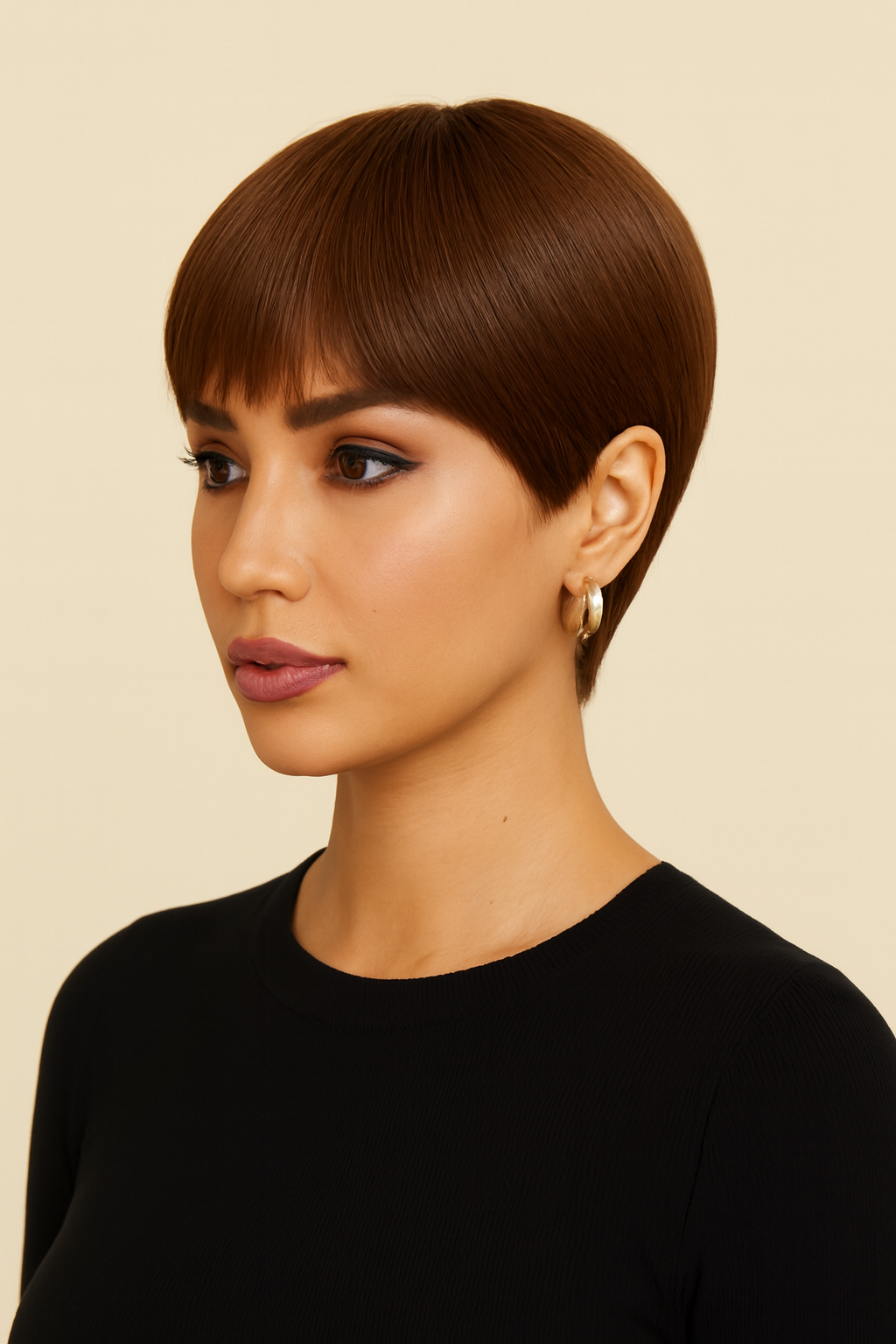 Brown Pixie Cut Wig, Human Hair