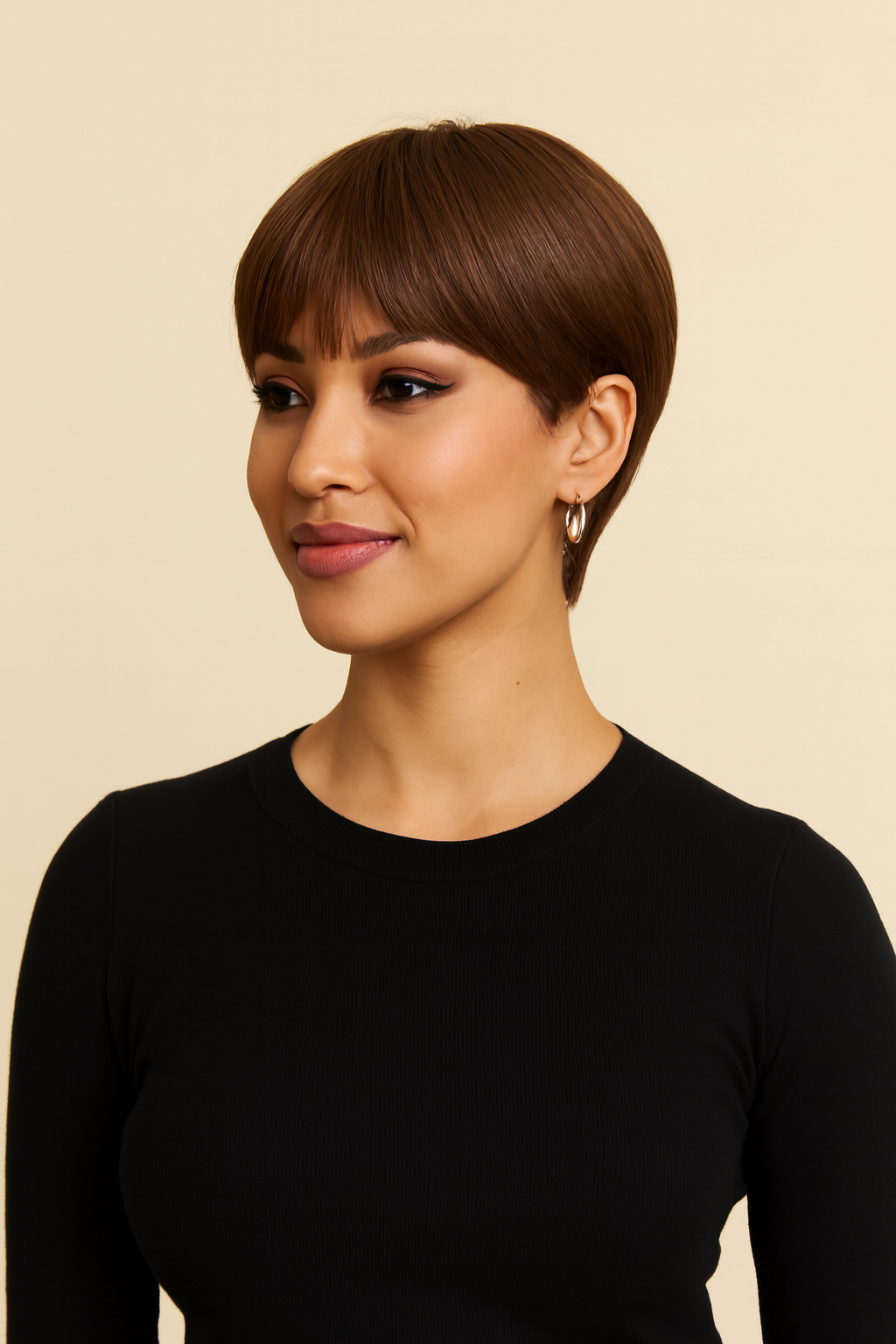 Brown Pixie Cut Wig, Human Hair