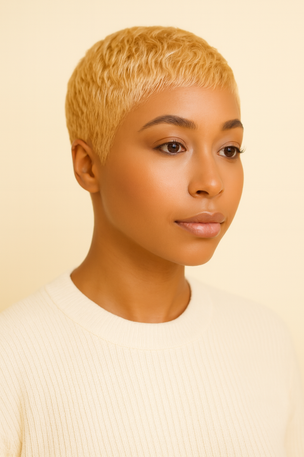 Honey Blonde Pixie Cut Wig, Human Hair