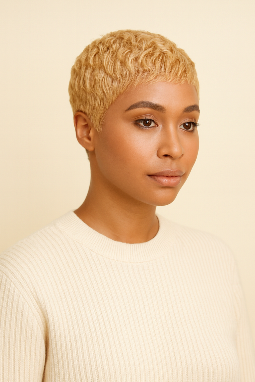 Honey Blonde Pixie Cut Wig, Human Hair