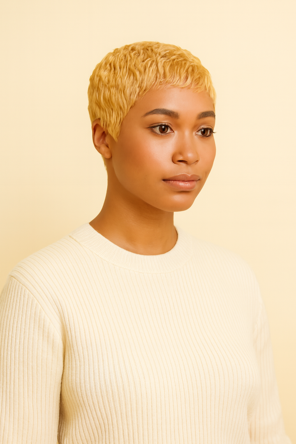 Honey Blonde Pixie Cut Wig, Human Hair