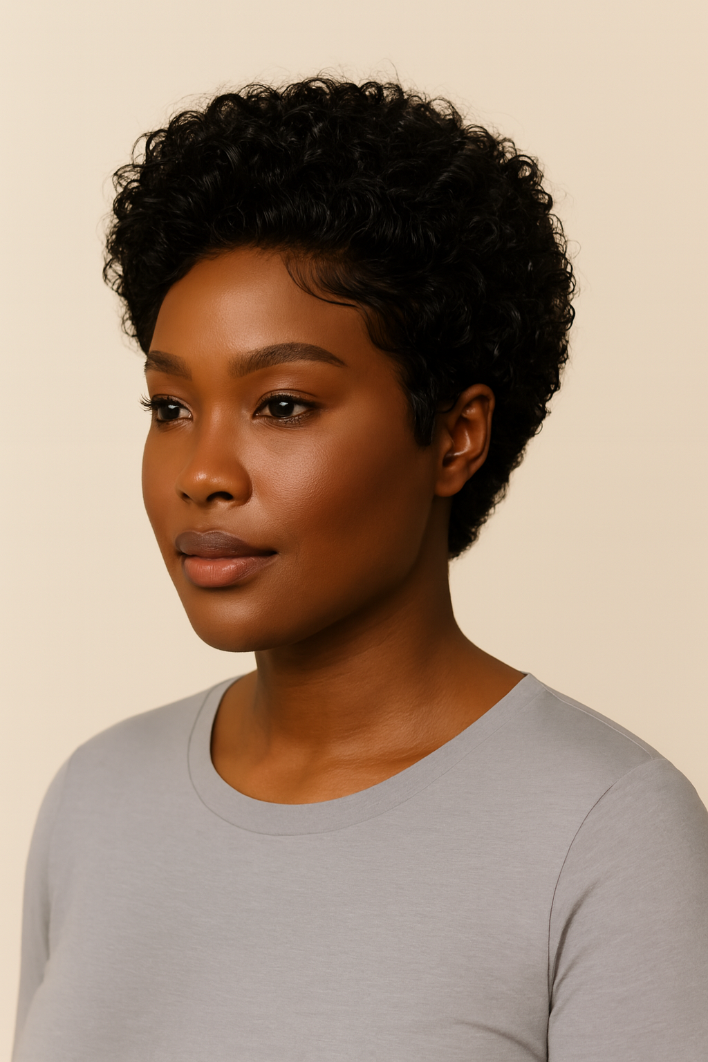 Tapered Afro Pixie Wig, Human Hair