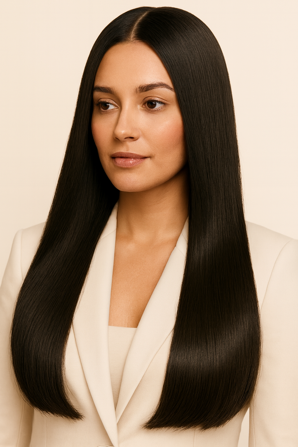 Monofilament Top Straight Wig, Human Hair