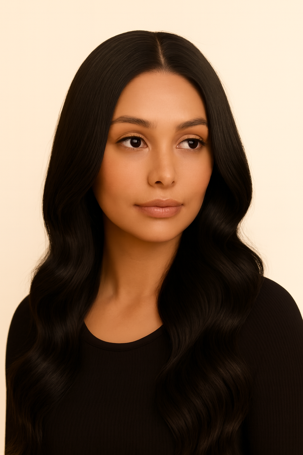 Monofilament Top Wavy Wig, Human Hair