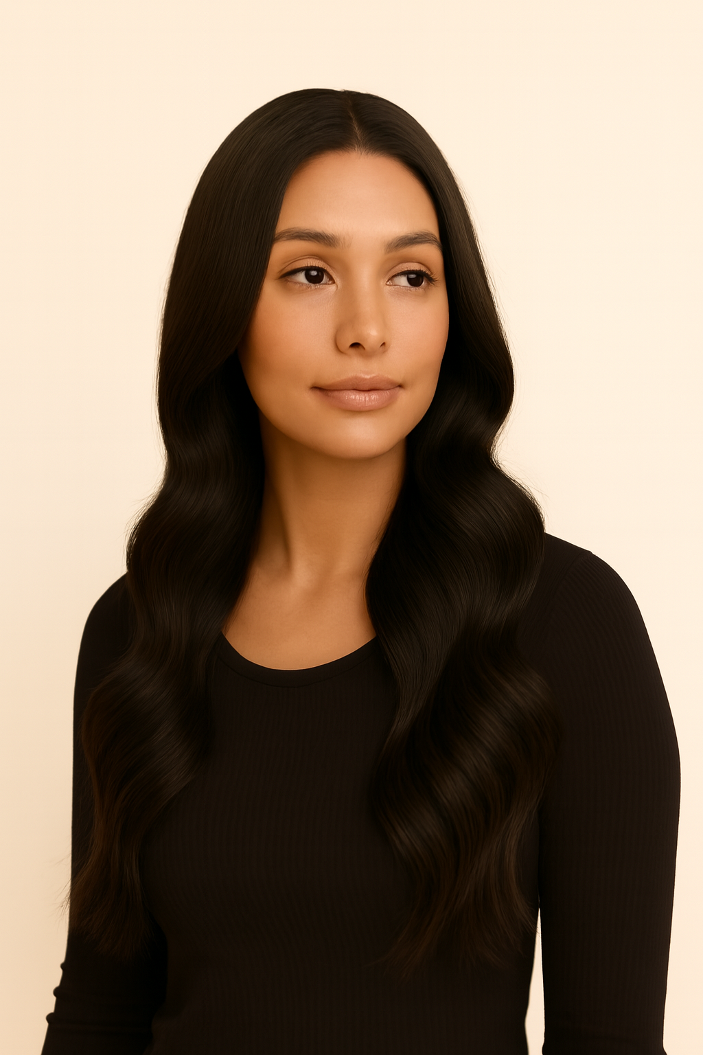 Monofilament Top Wavy Wig, Human Hair