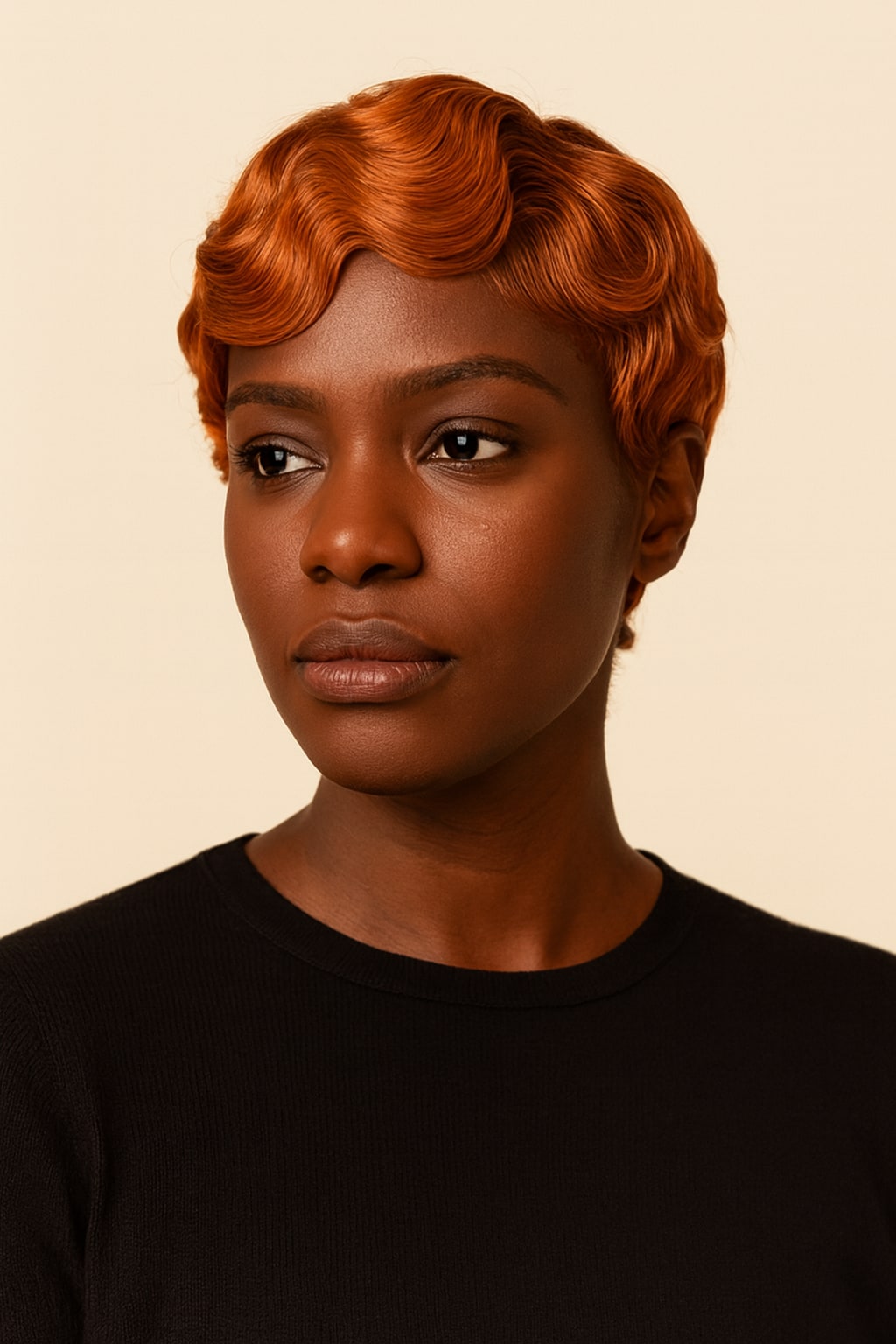 Ginger Pixie Cut Wig, Ginger Copper, front view