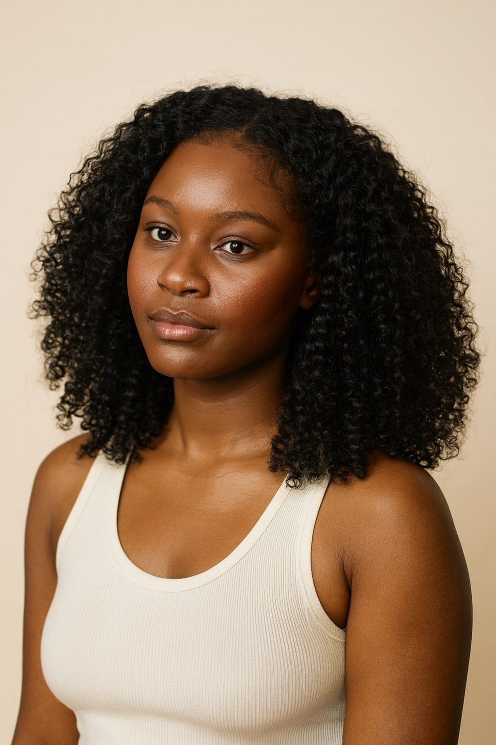 Jerry Curl Half Wig, Natural Black, front view