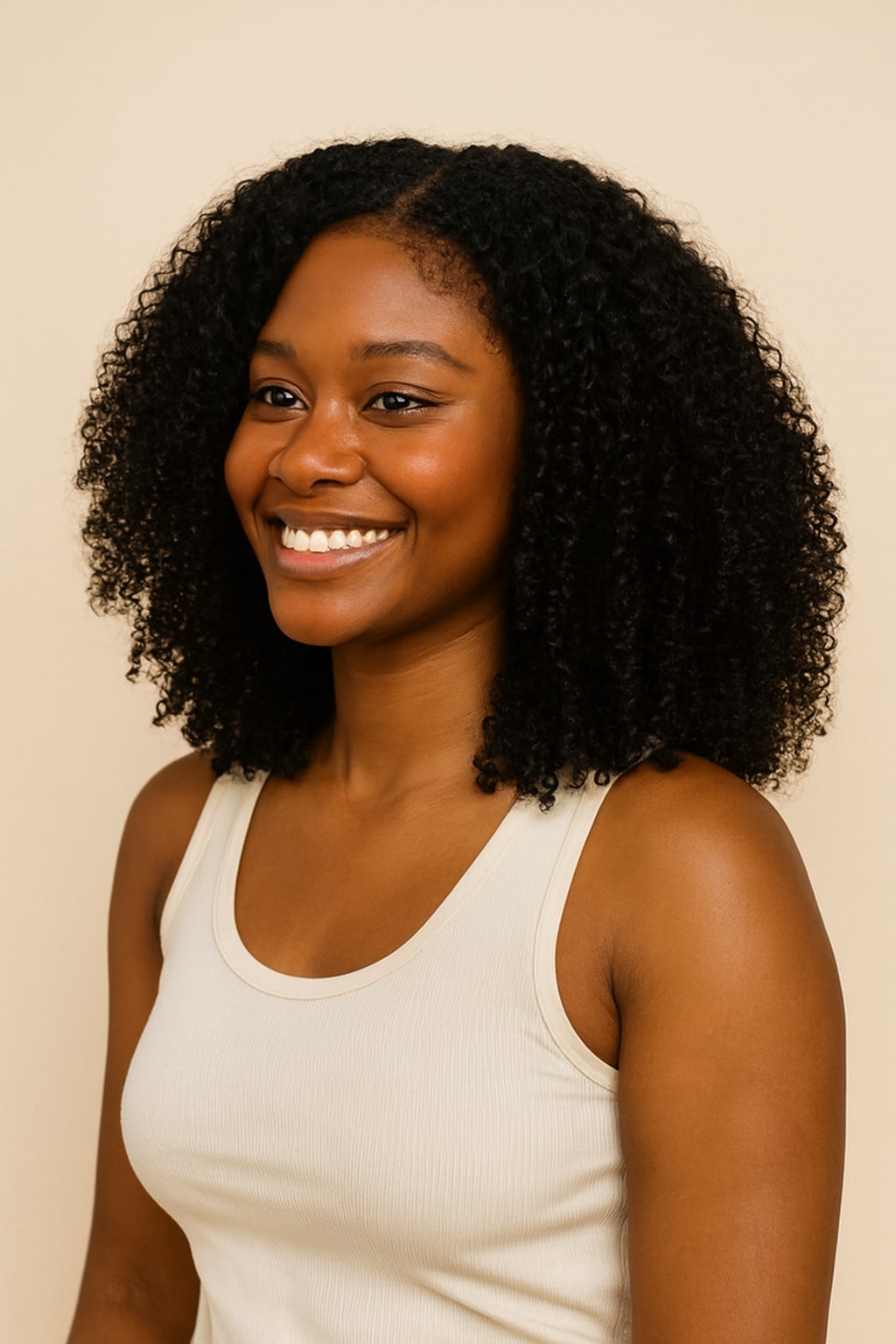 Jerry Curl Half Wig, Natural Black, side view