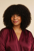 Kinky Curly Wig with Bangs, Natural Black, front view