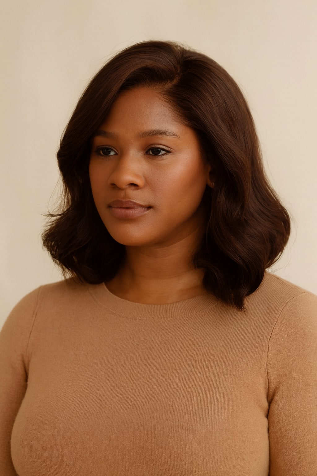Chocolate Brown Body Wave Bob Wig, Chocolate Brown, front view