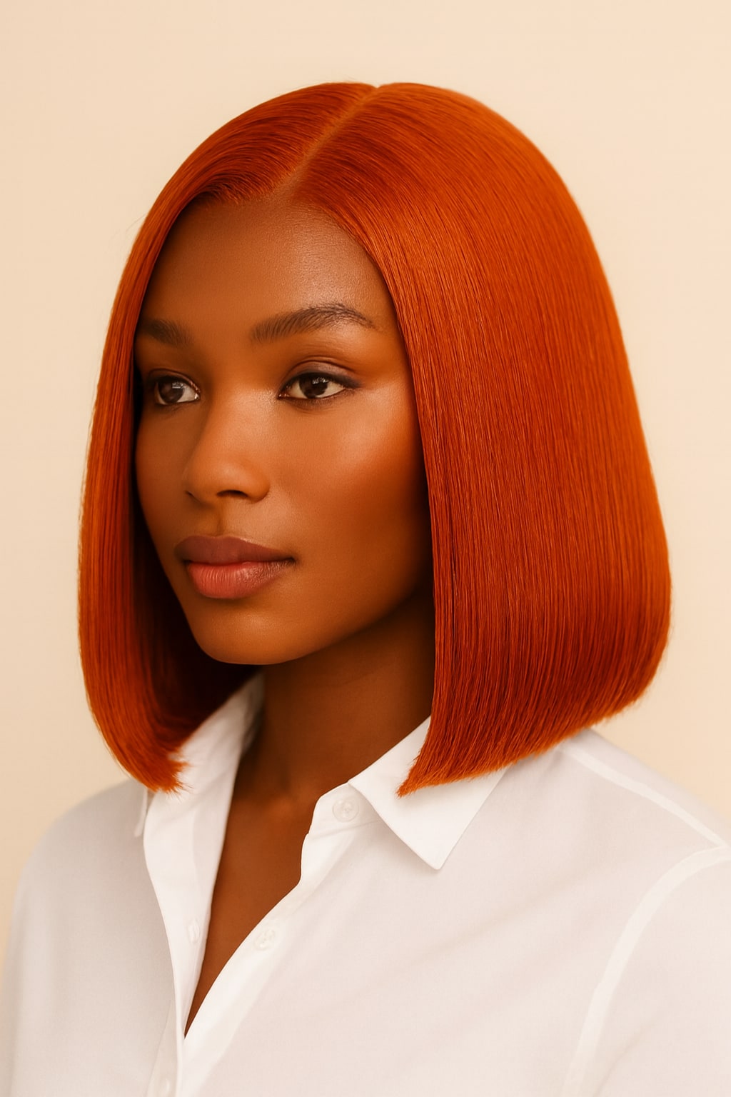 Ginger Bob Wig, Ginger Copper, hairline and texture close-up