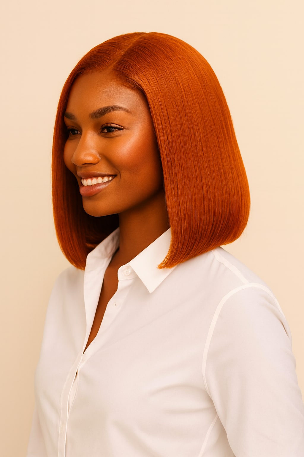 Ginger Bob Wig, Ginger Copper, side view