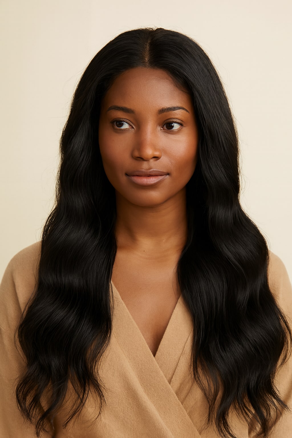 Wear and Go Glueless Wig, Natural Black, front view