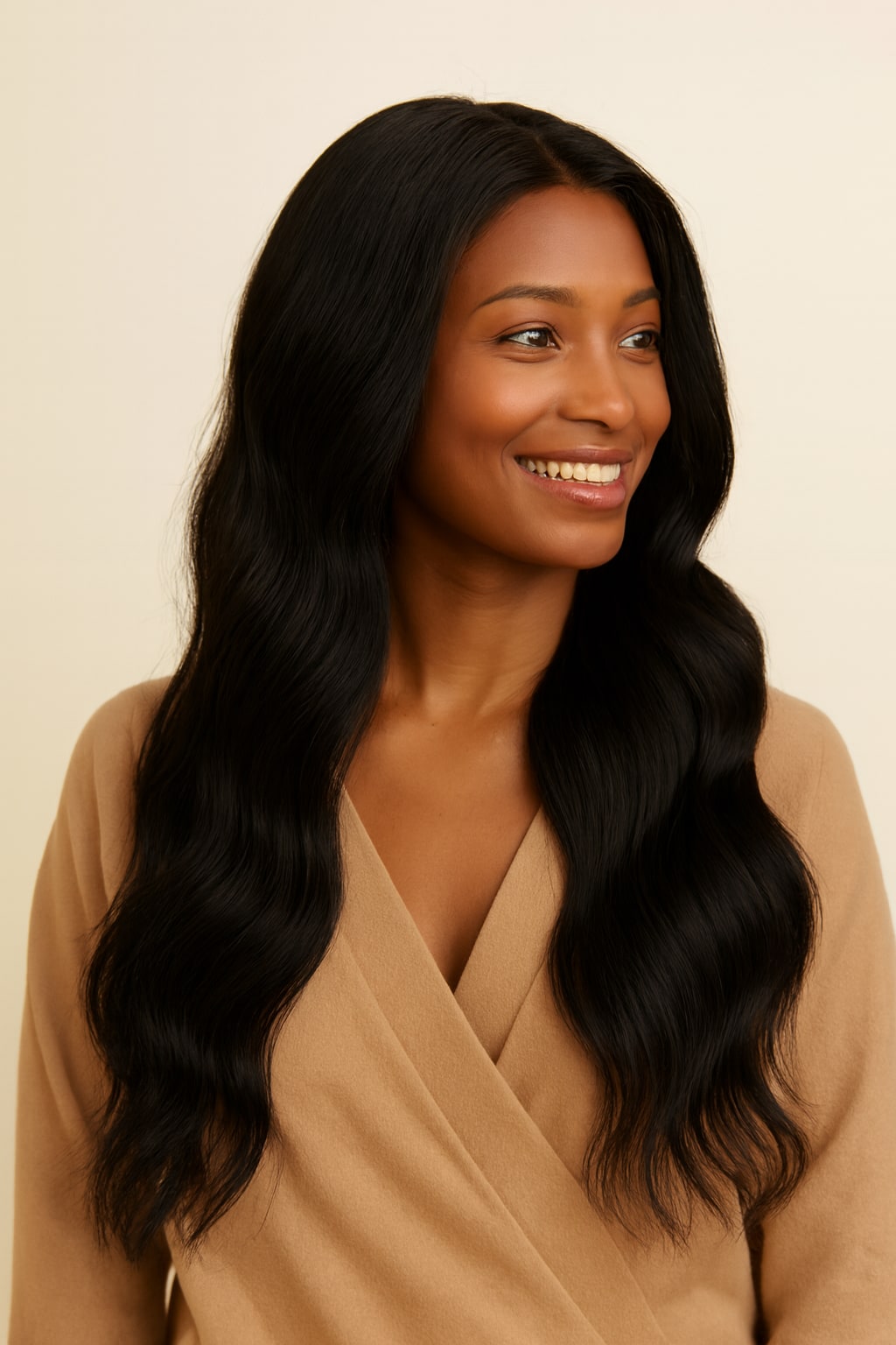 Wear and Go Glueless Wig, Natural Black, side view