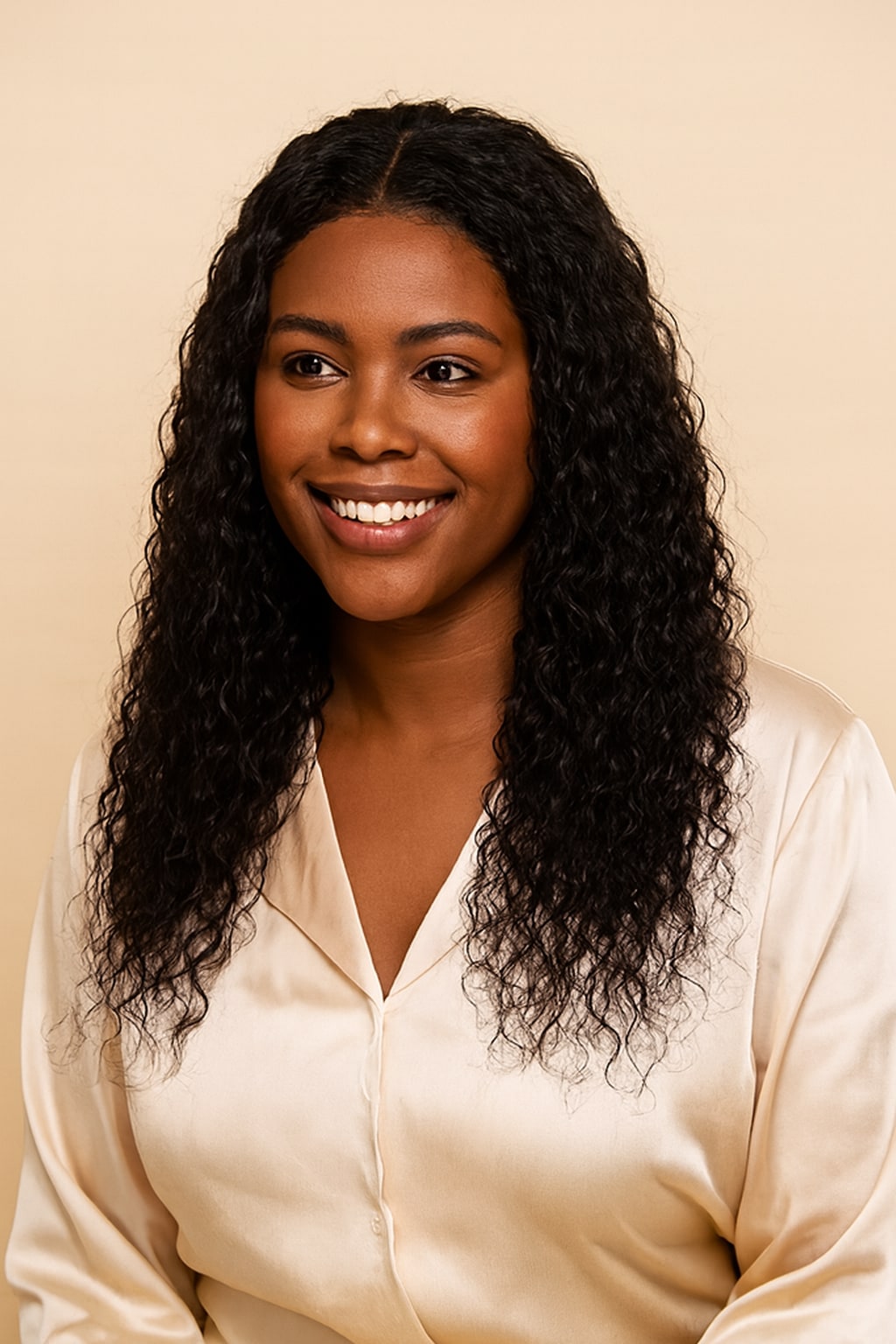 Wear and Go Glueless Curly Wig, Natural Black, front view