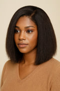 Kinky Straight Bob Wig, Natural Black, front view