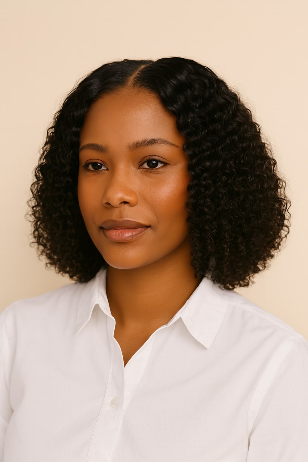 Jerry Curl Bob Wig, Natural Black, hairline and texture close-up
