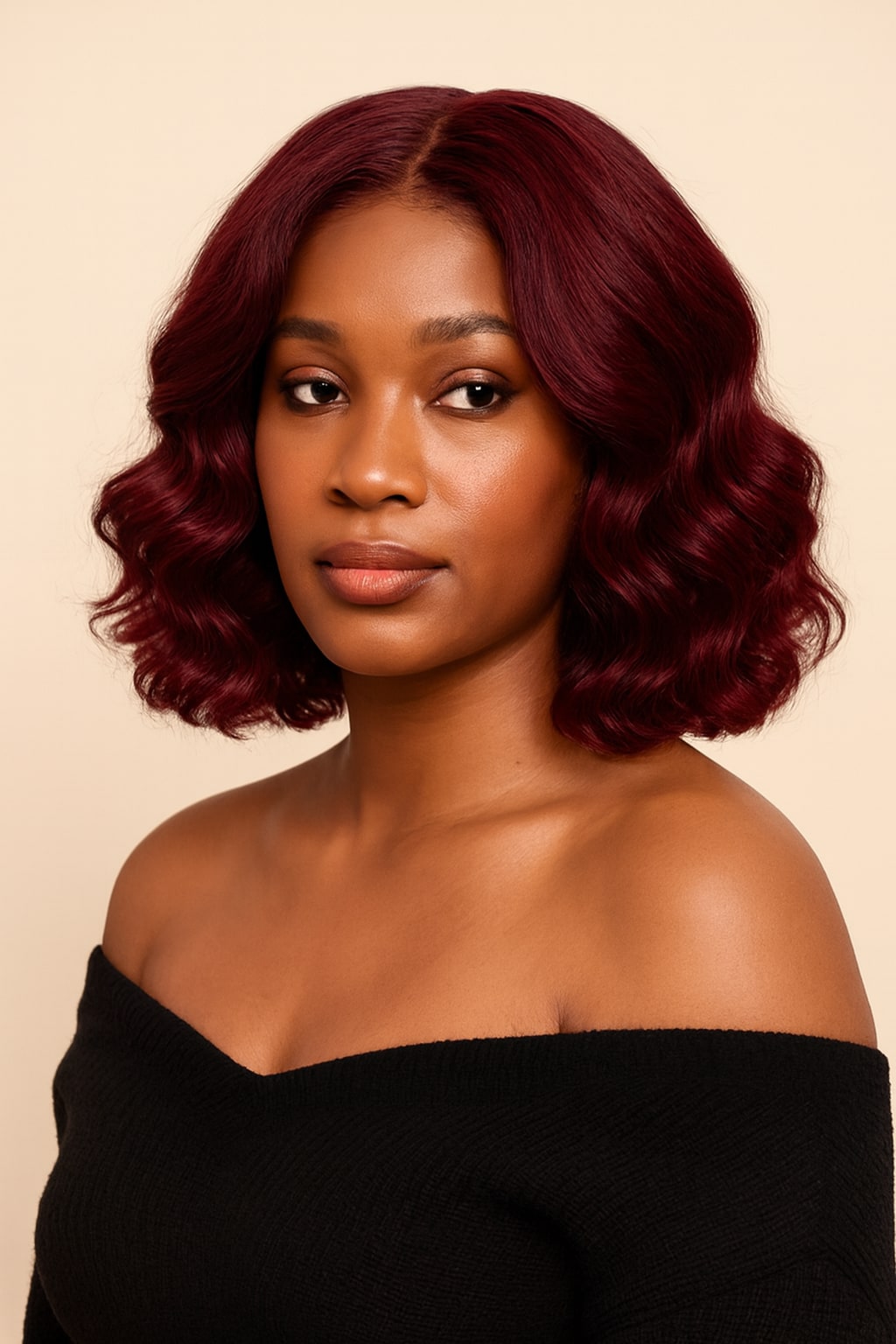 Burgundy Bob Wig, Burgundy 99J, front view