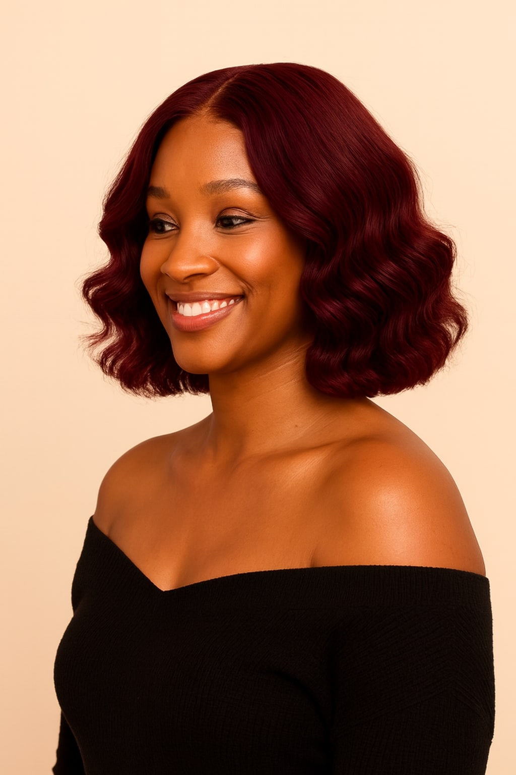 Burgundy Bob Wig, Burgundy 99J, side view