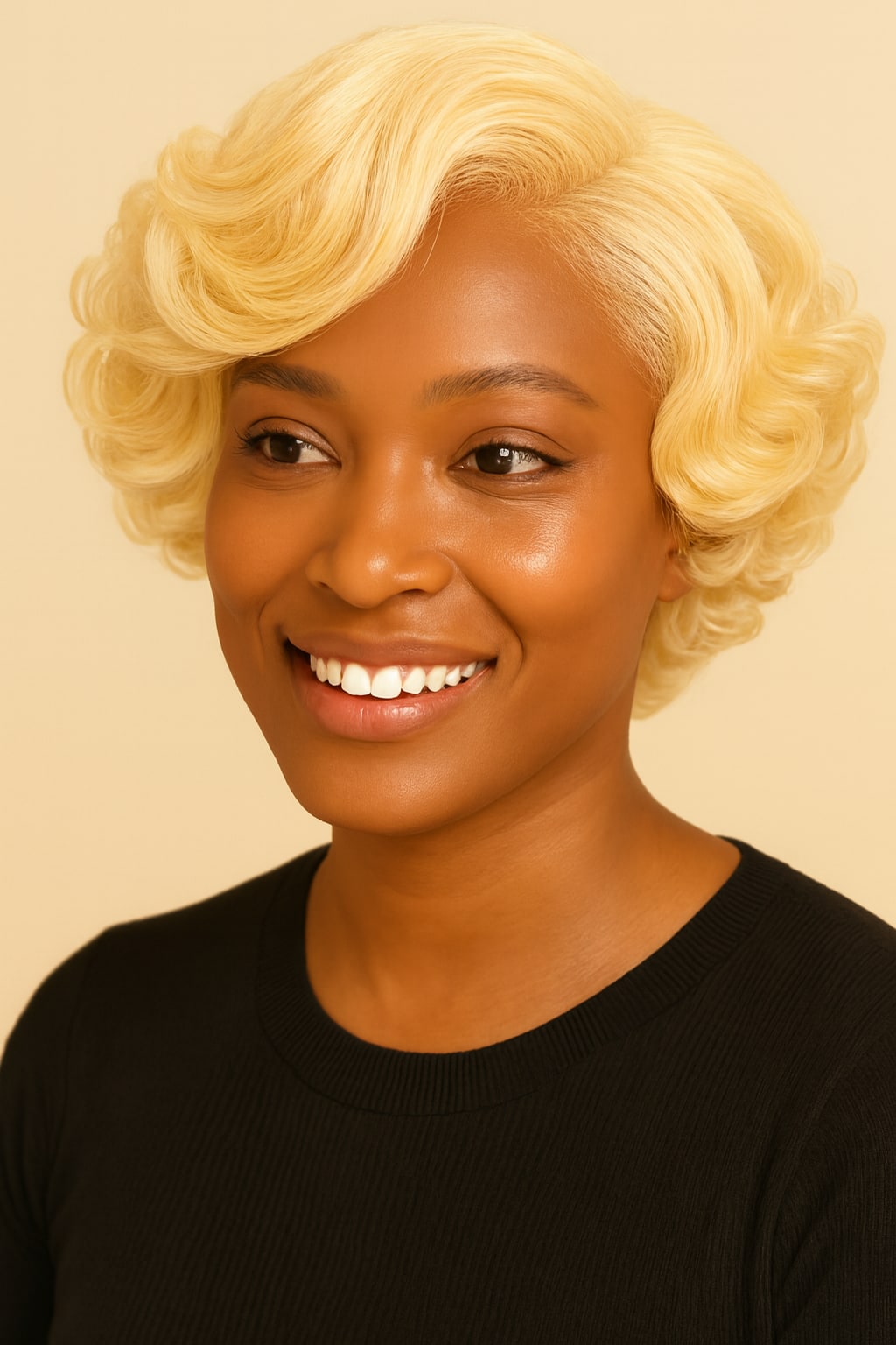 Platinum Blonde Pixie Wig, Platinum Blonde 613, hairline and texture close-up